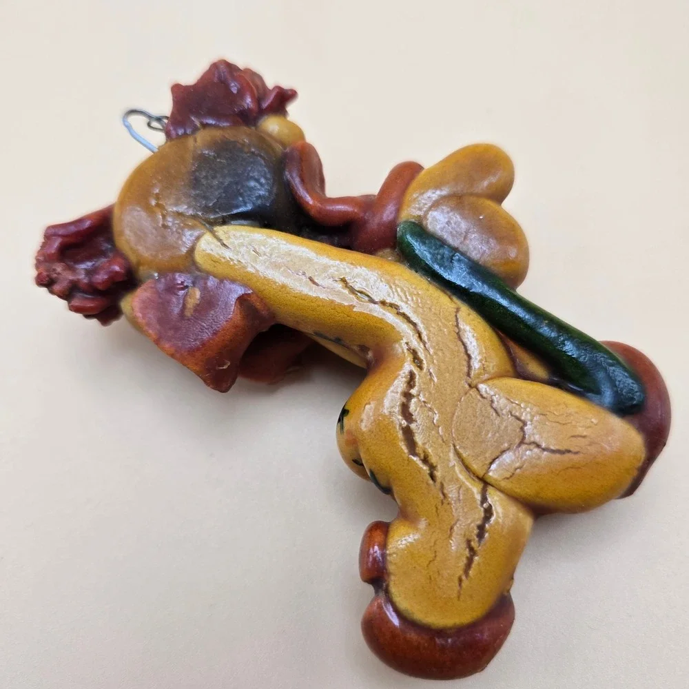 Vintage Clown Ornament Hand Painted Circus Decor Yellow Star Costume Collectible